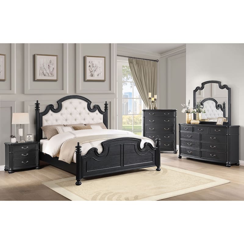 Celina Poster Upholstered Bedroom Set Black - Queen - 5 Piece