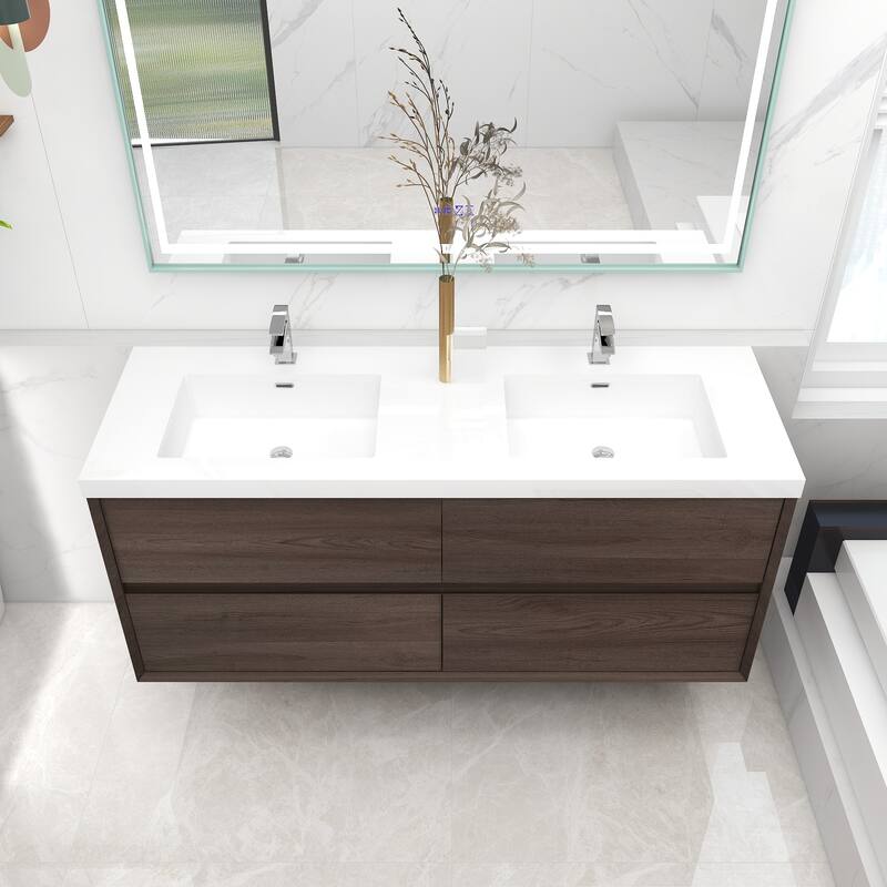Selina 60" Wall Mounted Vanity with Double Sink