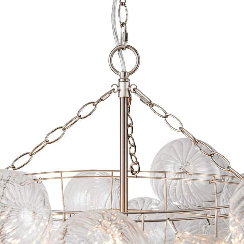 Luxury Ribbed Glass Globe Cluster Bubble Chandelier - Brass, Nickel
