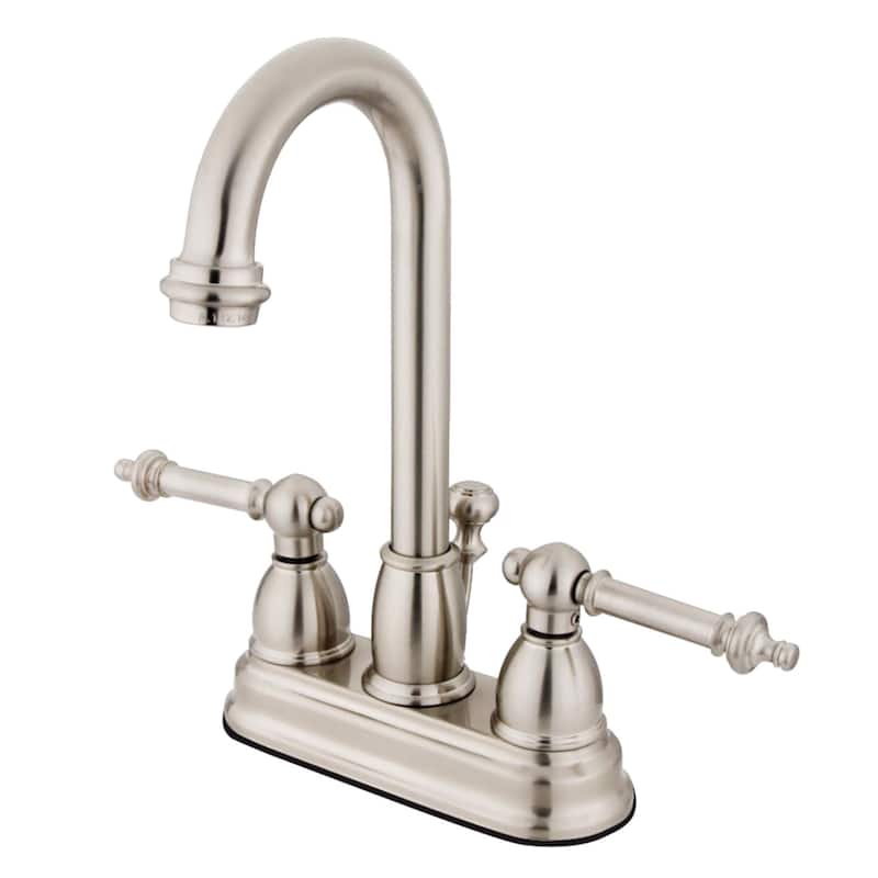 Kingston Brass Vintage 1.2 GPM Deck Mounted Bathroom Faucet with Lever - Brushed Nickel