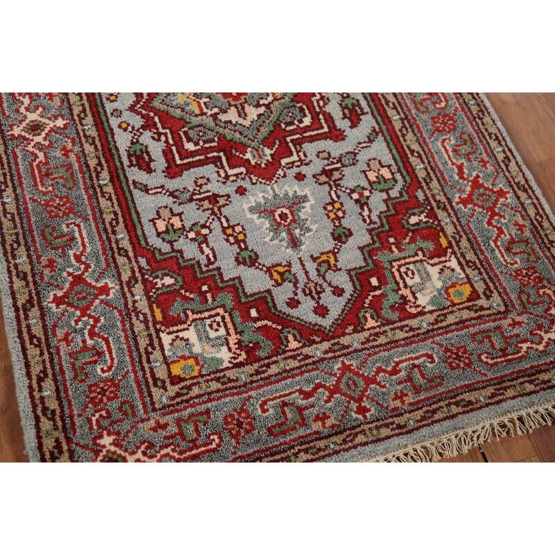 Heriz Serapi Indian Accent Rug Hand-Knotted Wool Carpet - 3'1"x 4'11"