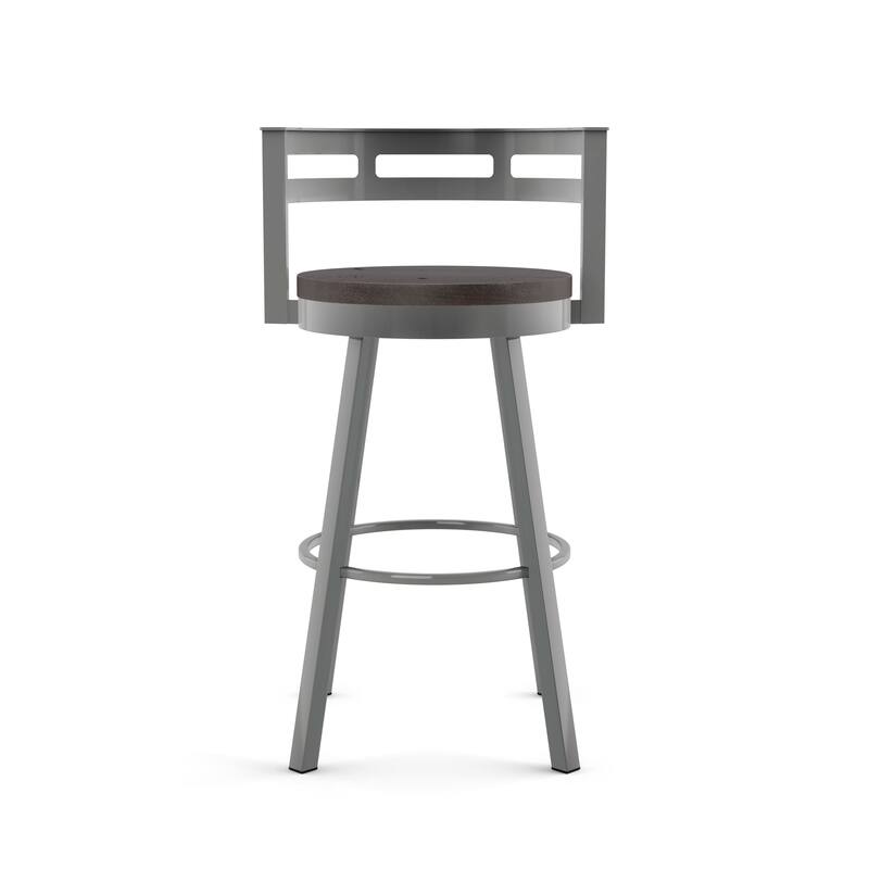Amisco Vector Swivel Counter Stool with Distressed Wood Seat