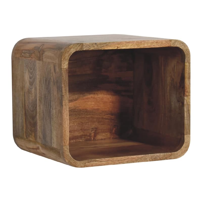Artisan Furniture Solid Wood Oak-ish Floating Open Nightstand, Shelfs