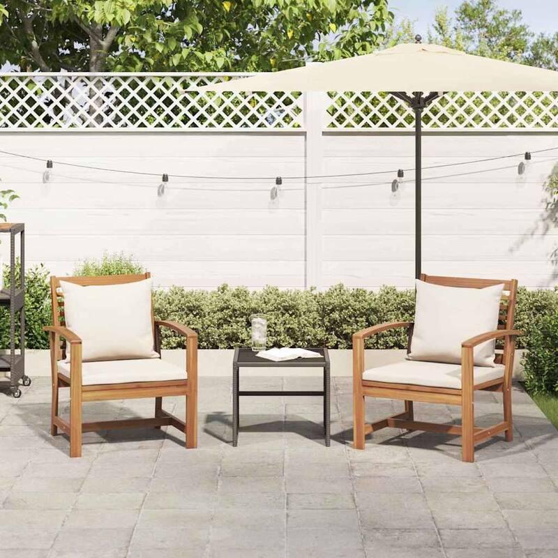 vidaXL Garden Chairs 2 pcs Natural 60 x 65 x 76.5 cm Solid teak wood - 23.6 x 25.6 x 30.1 inch