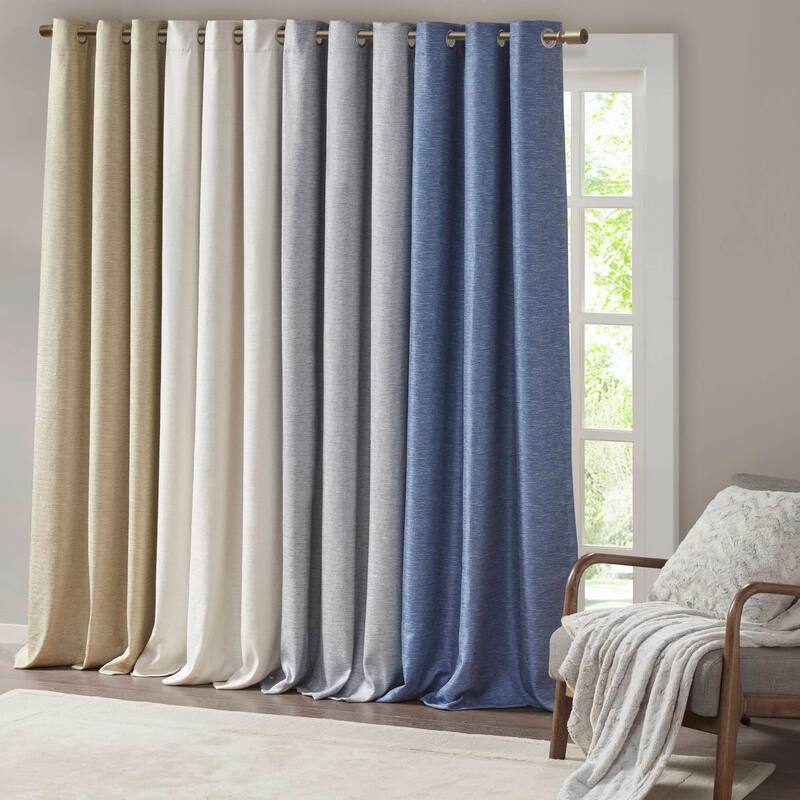 SunSmart Leighton Tonal Printed Faux Silk Total Blackout Curtain Panel Pair