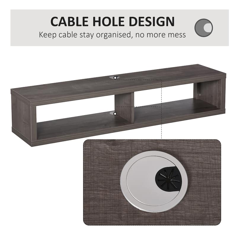 Dark Gray 47.75" Wall Mounted TV Stand with Two Open Compartments and Cable Holes for 50 Inch TVs