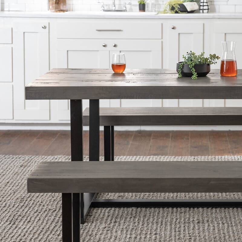 Middlebrook Solid Wood 3-Piece Dining Set with 60-inch Benches