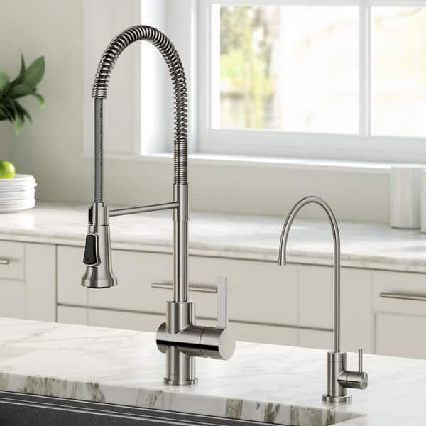 slide 131 of 149, Kraus Britt Commercial 3-Function 1-Handle Pulldown Kitchen Faucet KPF-1690 - 20 5/8" H with Dispenser faucet FF-100 - SFS - Spot Free Stainless Steel