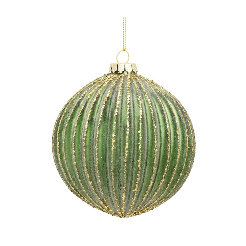 6ct Green and Gold Ball Onion and Drop Christmas Ornaments 6"