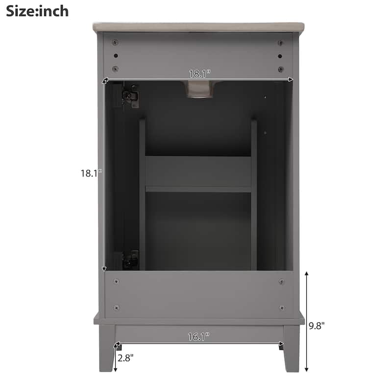 GDFStudio - Elara Wood & Ceramic 20" Modern Small Bathroom Vanity Cabinet with Basin & Storage