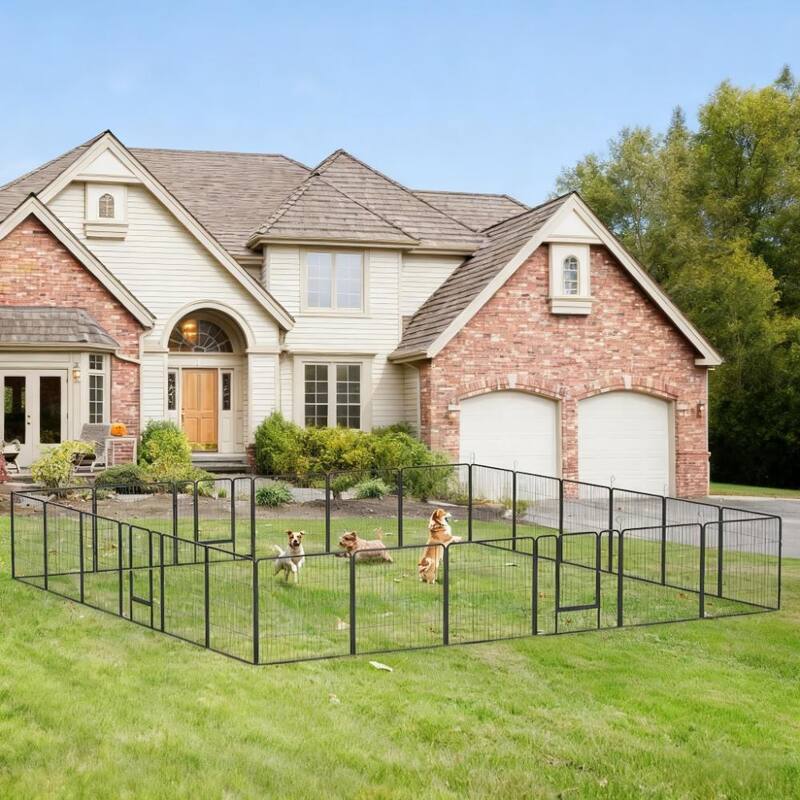 24-Panel Dog Playpen (220.5" x 157.5" x 31.5") with Lockable Door - for Small & Medium Dogs