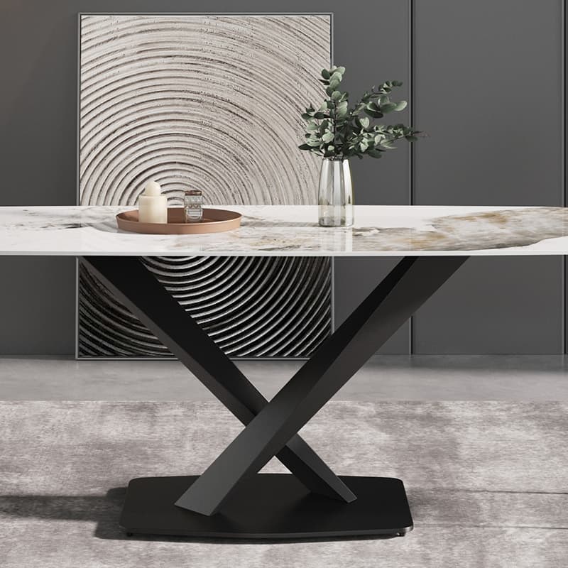 71'' Modern Artificial Marble Dining Table with Carbon Steel Base