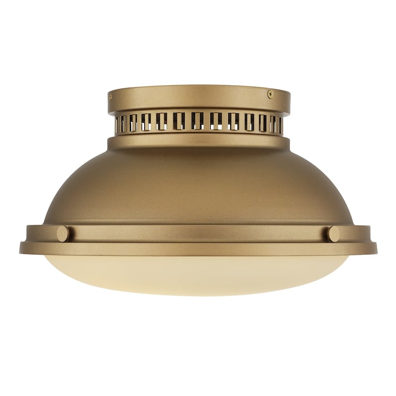 Halo 2-Light 14" Polished Brass Flush Mount Ceiling Light