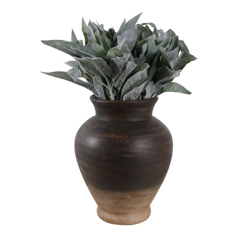 Terracotta Two Tone Traditional Vase - Brown, 12"