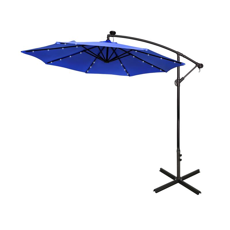 Lucent 10' Cantilever Patio Umbrella with Solar LED Lights - Royal Blue