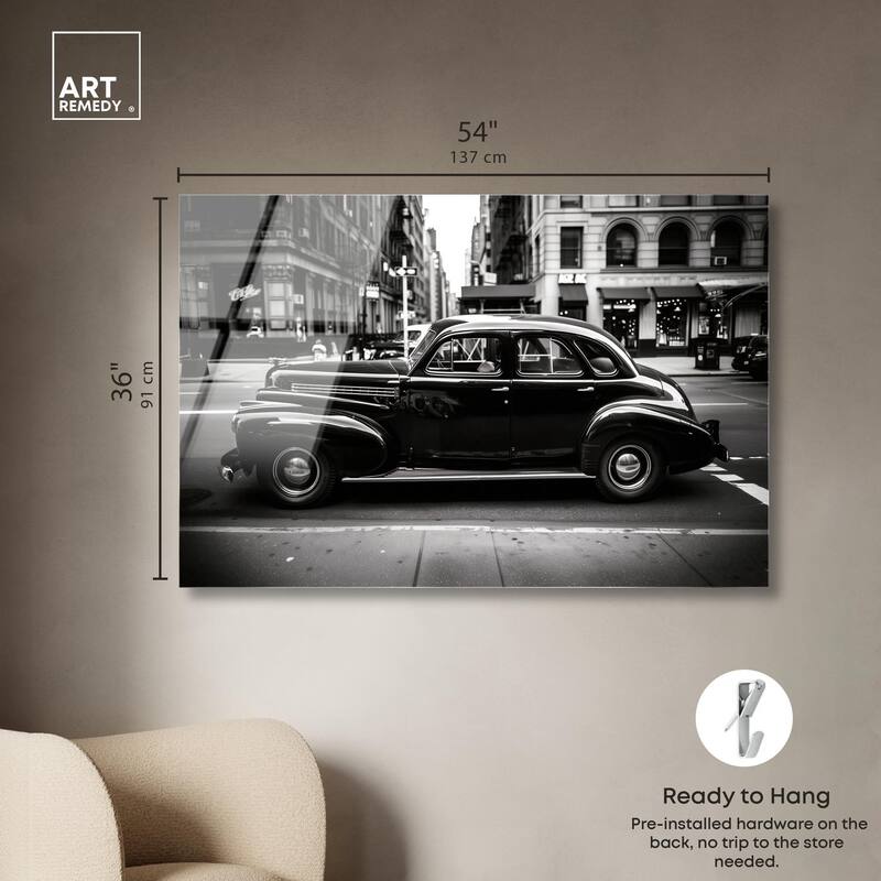 Vintage Car in New York Acrylic by Art Remedy, Ready to Hang