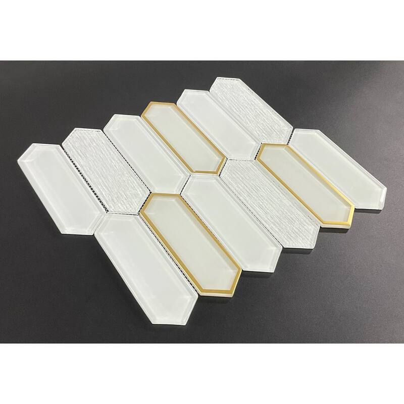 6 X 2 Long Hexagon Glass Wall Mosaic Tiles
