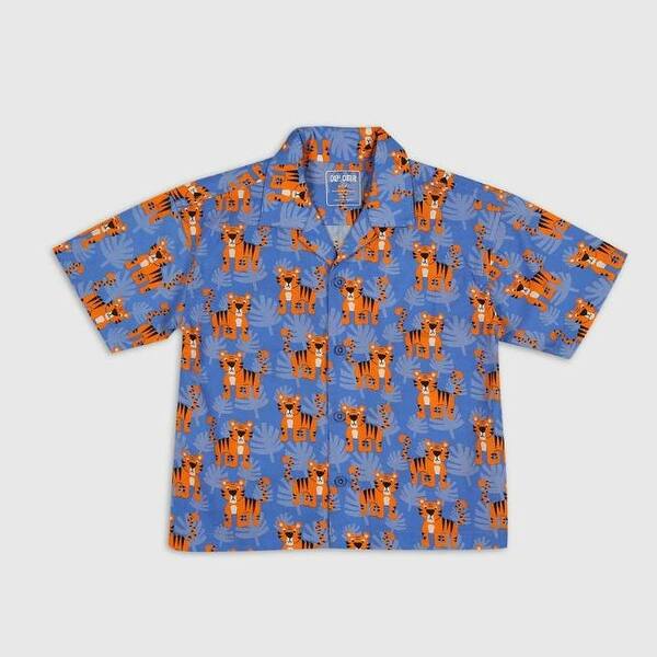 slide 2 of 6, Half Sleeves Shirt Half Sleeves Shirt- Tiger Foliage - 18-24 months