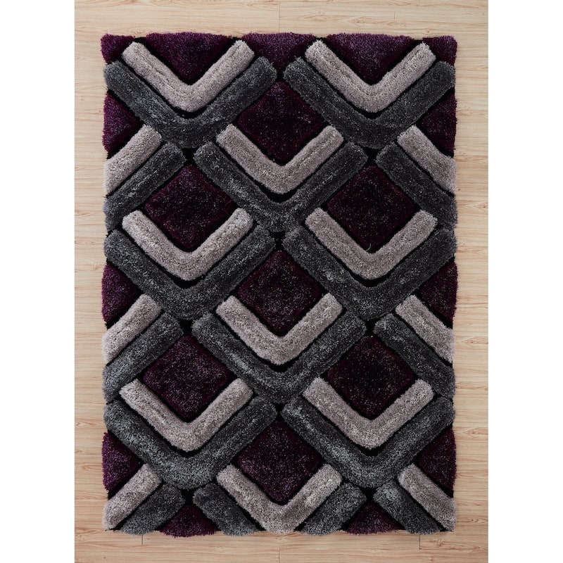 Mateos Shag Collection Area Rug - 5' X 7' - Purple/Grey