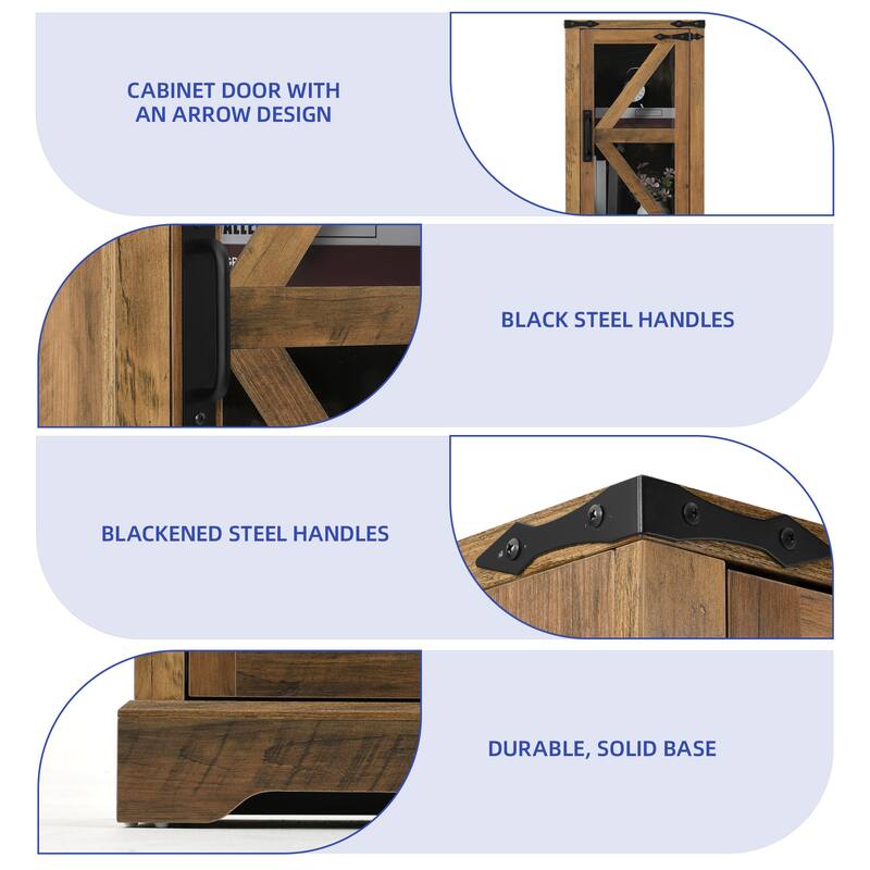 Moasis 68"H Storage Cabinet with 3 Drawers, Farmhouse Bathroom Cabinet with Barn Doors & Adjustable Shelves