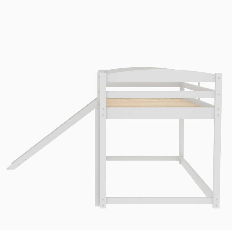 Convertible Twin Bunk Bed with Slide and Ladder in White
