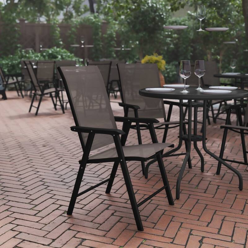 Outdoor Folding Patio Sling Chair / Portable Chair (2 Pack) - Brown