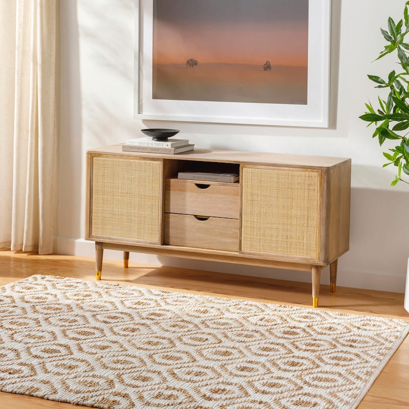 Livabliss Jean Recycled Cotton & Jute Casual Area Rug - Cream/Tan - 6' x 9'