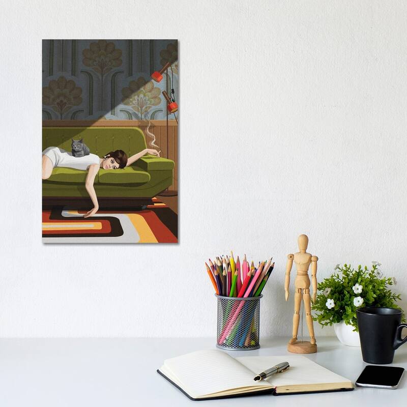 iCanvas "Waiting Game" by Artcatillustrated Canvas Print - 12x8x0.75