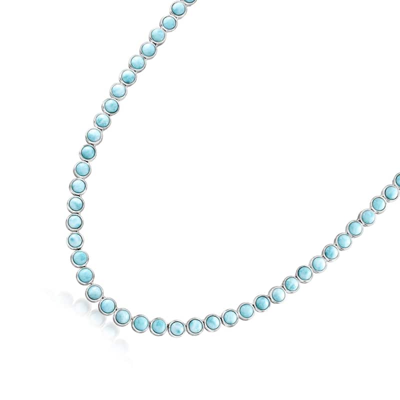 925 Sterling Silver Larimar Gemstone Necklace