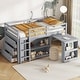 preview thumbnail 7 of 10, Twin Loft Bed w/ Stroage Case & Drawer Cabinet, Shelf Cabinet, Pulling - Out Desk, Rubber Wood Loft Bed w/ Ladder, White Grey