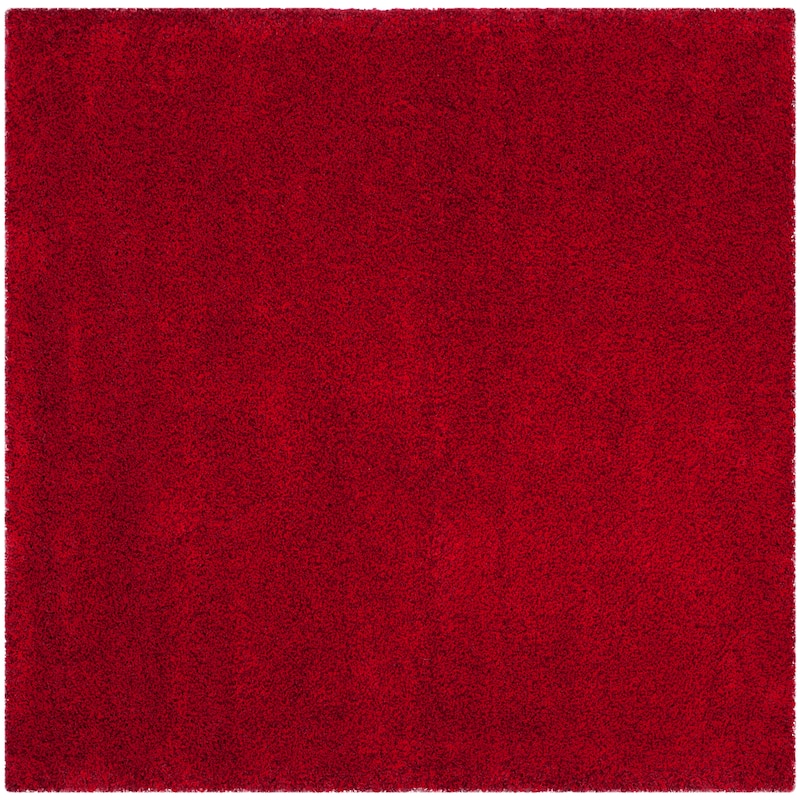 SAFAVIEH Santa Monica Shag Einara 2-inch Thick Area Rug - 6'7" Square - Red - Square