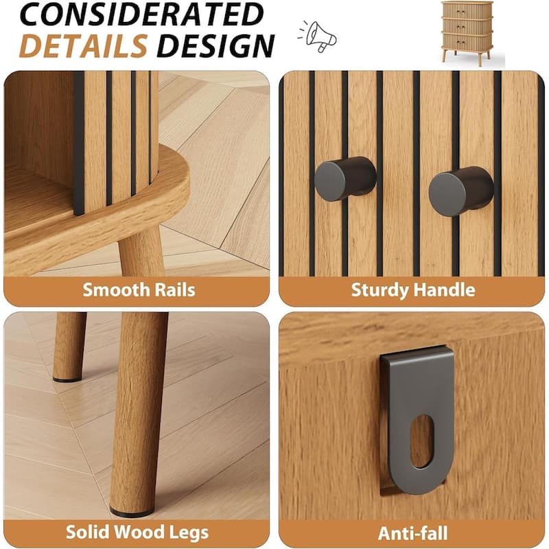 3 Drawer Dresser Set of 2, Chest of Drawers for Bedroom