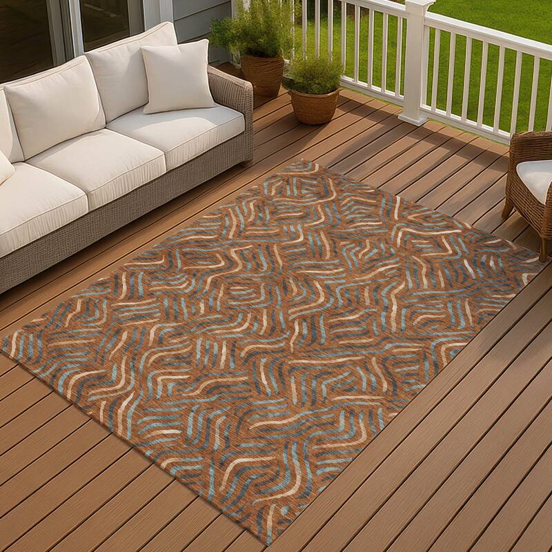 Machine Washable Indoor/ Outdoor Modern Jamie Chantille Rug