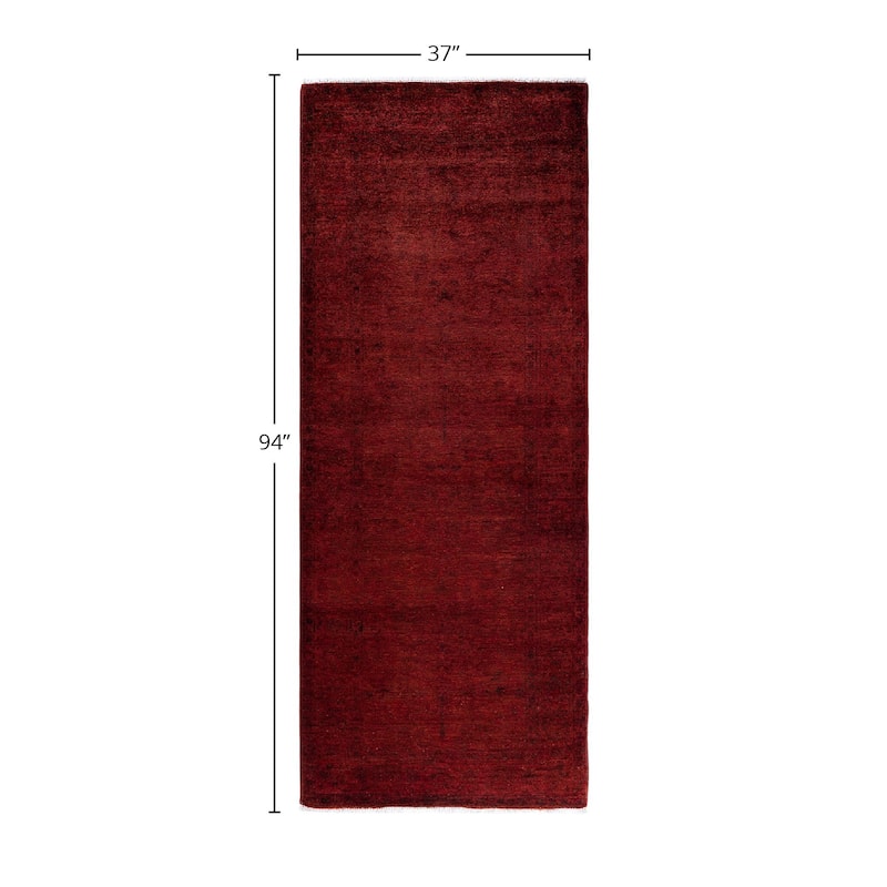 Contemporary Overdyed Wool Hand Knotted Runner - 3' 1" x 7' 10"