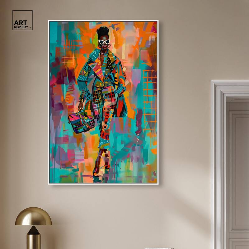 Bold Patchwork Style Canvas by Art Remedy