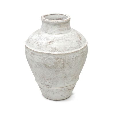 Artissance 18"H White Pottery Vintage Vase, Home Decor - 8' x 10'