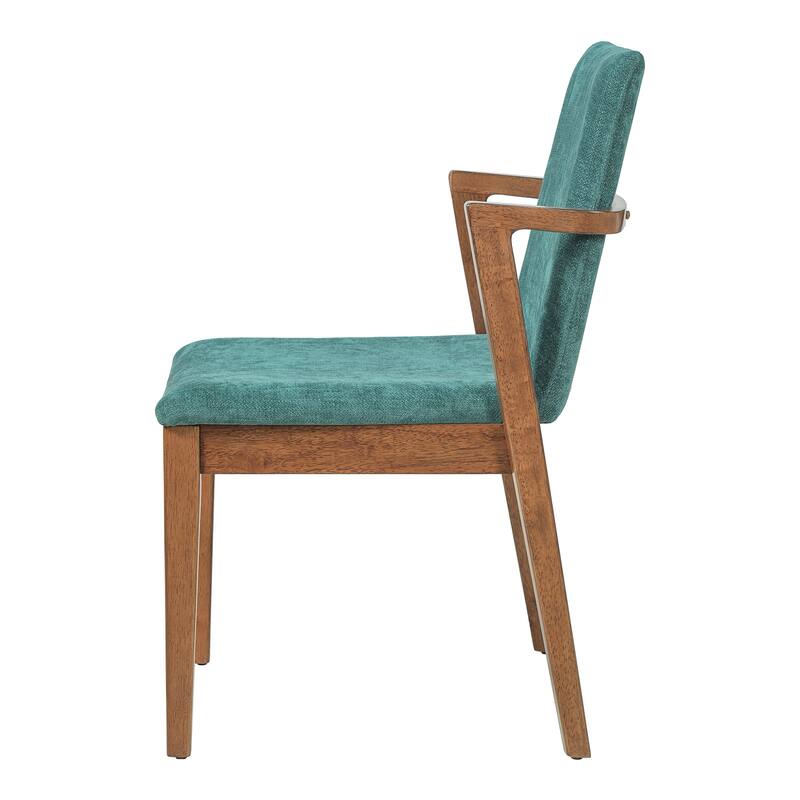 Christopher Knight Home - Mid-Century Modern Upholstered Wood Dining Arm Chairs with Ergonomic Armrests & Backrest, Set of 2