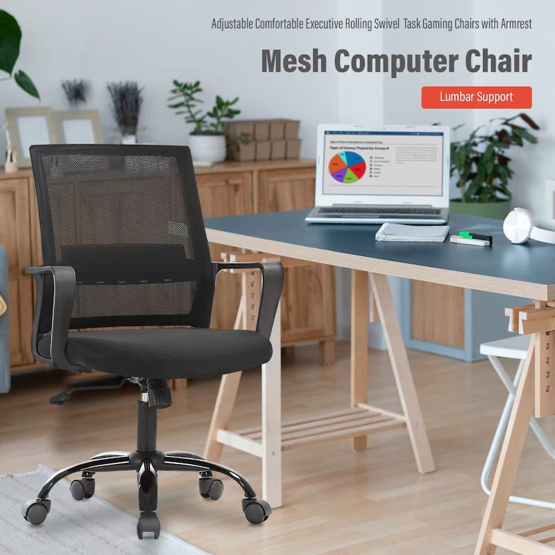 Addison Modern Adjustable Height Ergonomic Swivel Office Chair with Lumbar Support