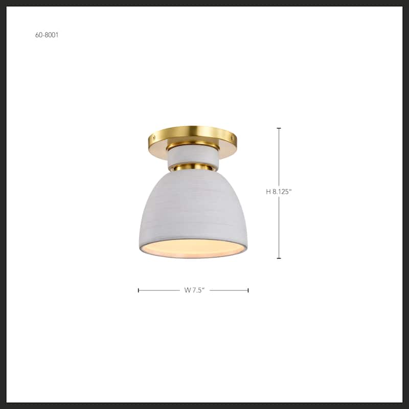 Collins - 8 Inch Flush Mount - with white Ceramic - Brushed Brass