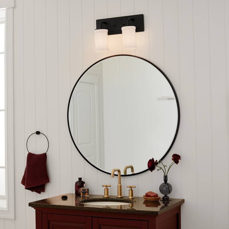 Kichler Lighting Vetivene 15 inch 2-Light Vanity Light Textured Black with Opal Glass