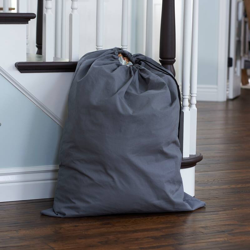 Household Essentials Cotton Laundry Bag with Drawstring Top - 0.0"L x 28.0"W x 36.0"H - Grey