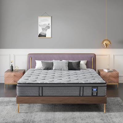 Luxury 14" Medium Hybrid Mattress in a Box - Fire-Safe CFR 1633/1632 Certified for Family Health, Twin/Full/Queen/King