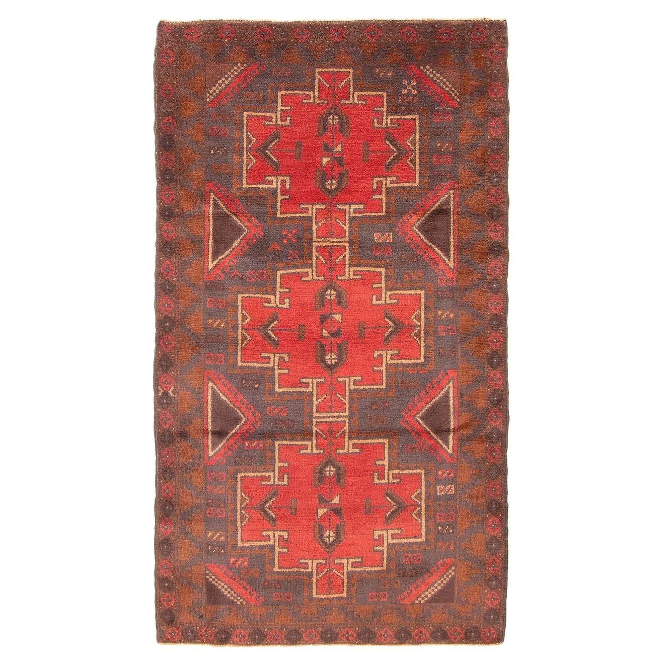 ECARPETGALLERY Hand-knotted Baluch Red Wool Rug - 3'5 x 6'0