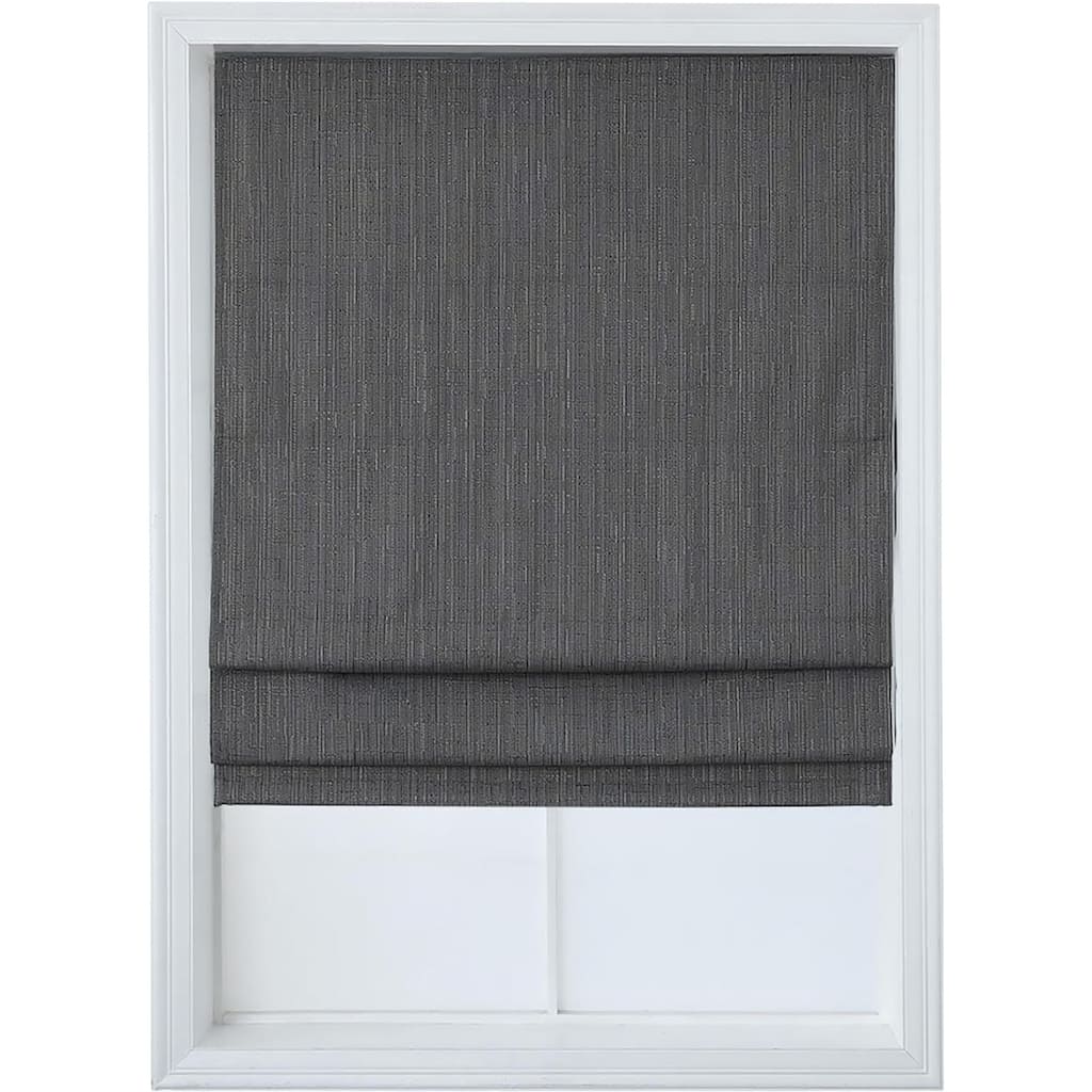 Cordless Room Darkening Roman Shades for Windows, Textured Woven Thermal Insulated Roman Blind Pepper - 23"W x 64" H