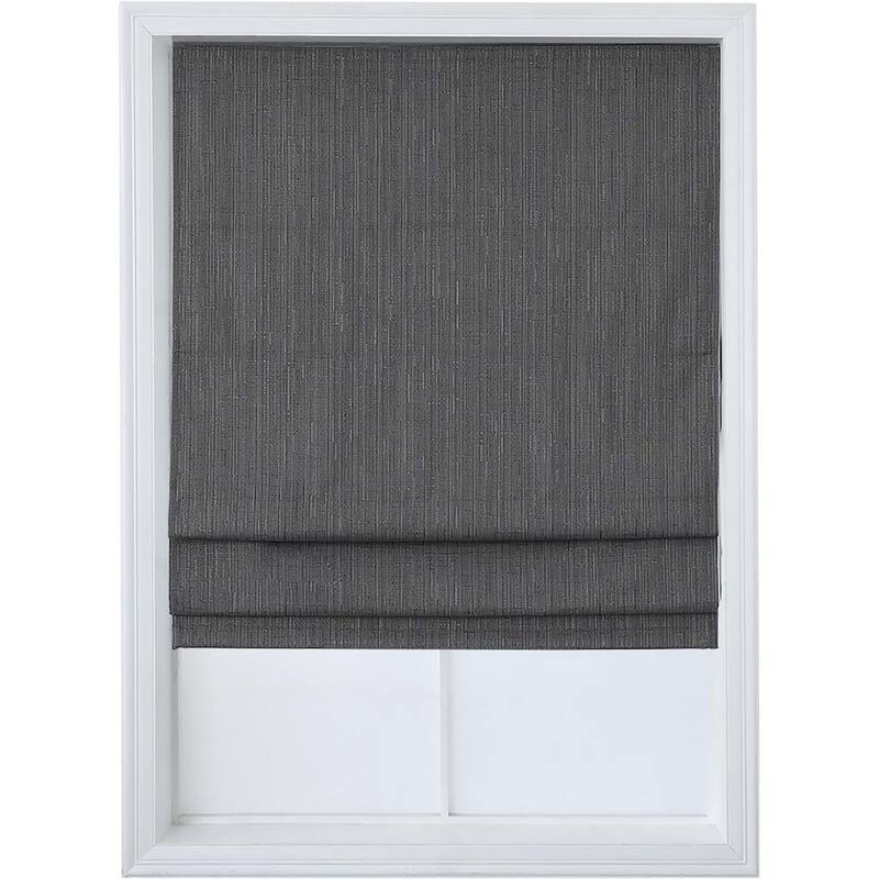 Cordless Room Darkening Roman Shades for Windows, Textured Woven Thermal Insulated Roman Blind - 27x64 - Pepper