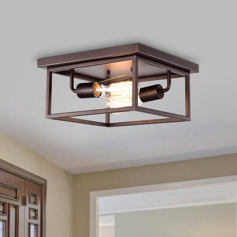 2-light Oil Rubbed Bronze Flush Mount