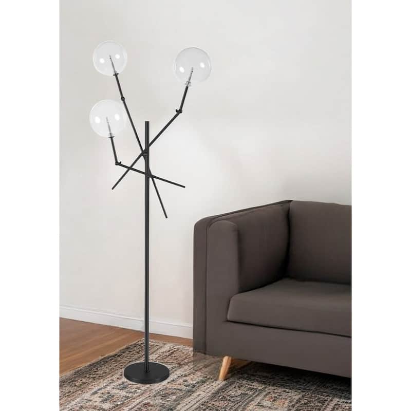 84-Inch LED Floor Lamp with Glass Shade and Rocker Switch - 33” x 38.50” x 84”