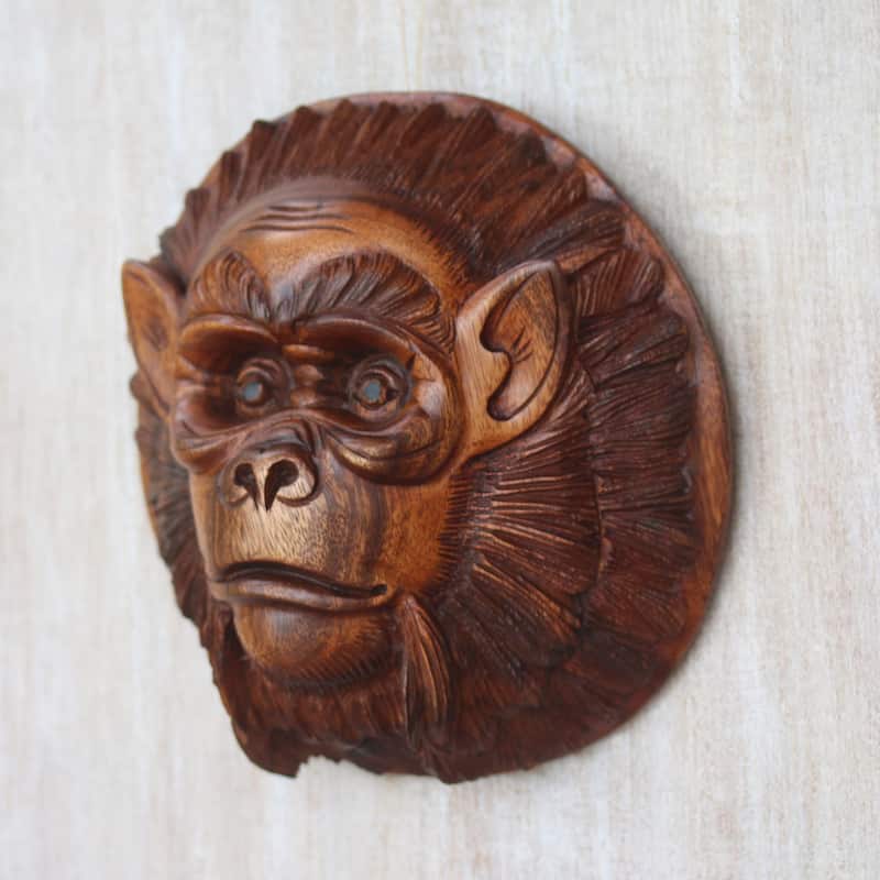 Novica Handmade Alpha Chimpanzee Wood Mask