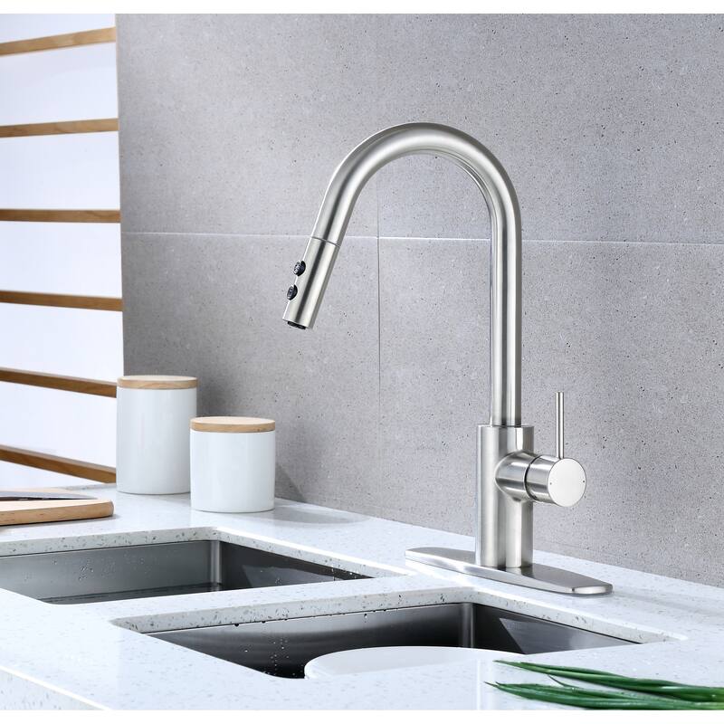 Ultra Faucets Euro Collection Single-Handle Kitchen Faucet With Pull-Down Spray