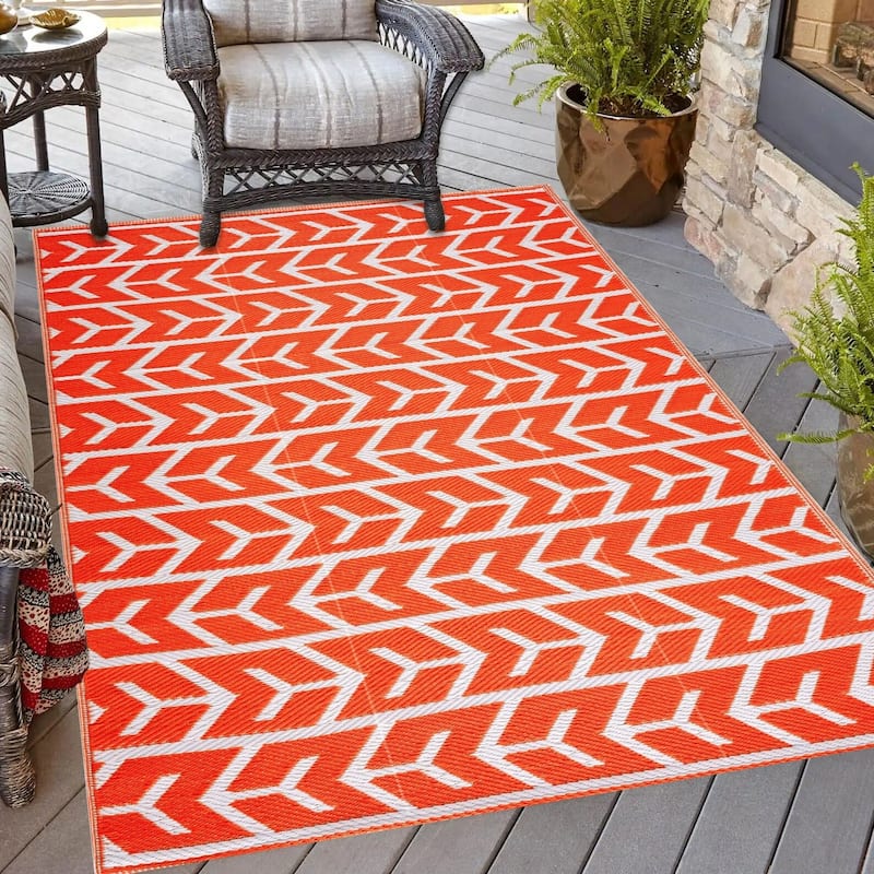 Playa Rug Outdoor Recycled Reversible Plastic Folded Mat/Rug Amsterdam Collection Lightweight & Weather, Water and UV Resistant